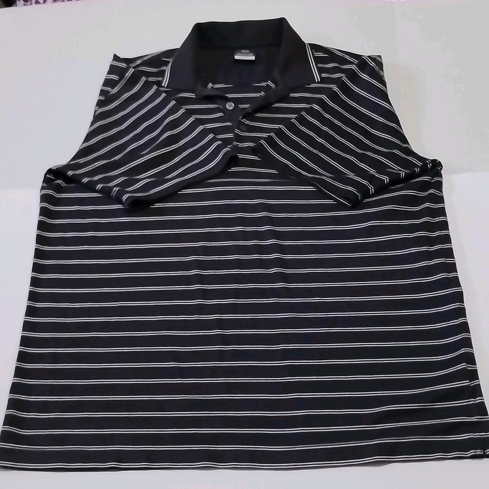 VintageNike Dri-FIT Golf Polo Shirt Black White Striped XL Men's